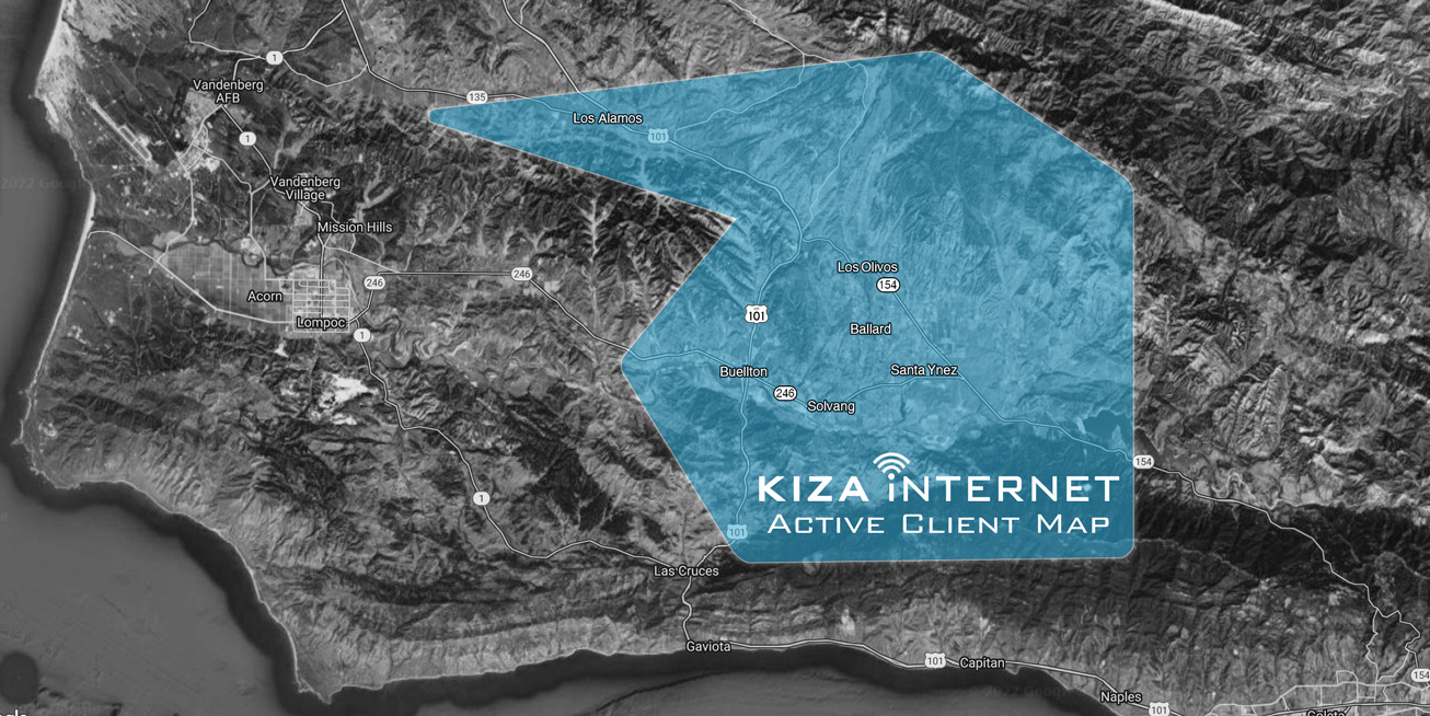 KIZA Internet coverage map